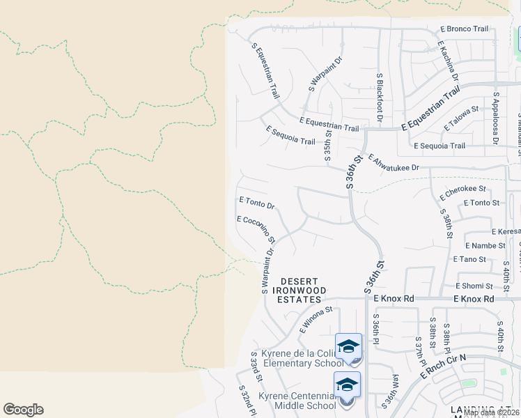 map of restaurants, bars, coffee shops, grocery stores, and more near 3317 East Tonto Drive in Phoenix