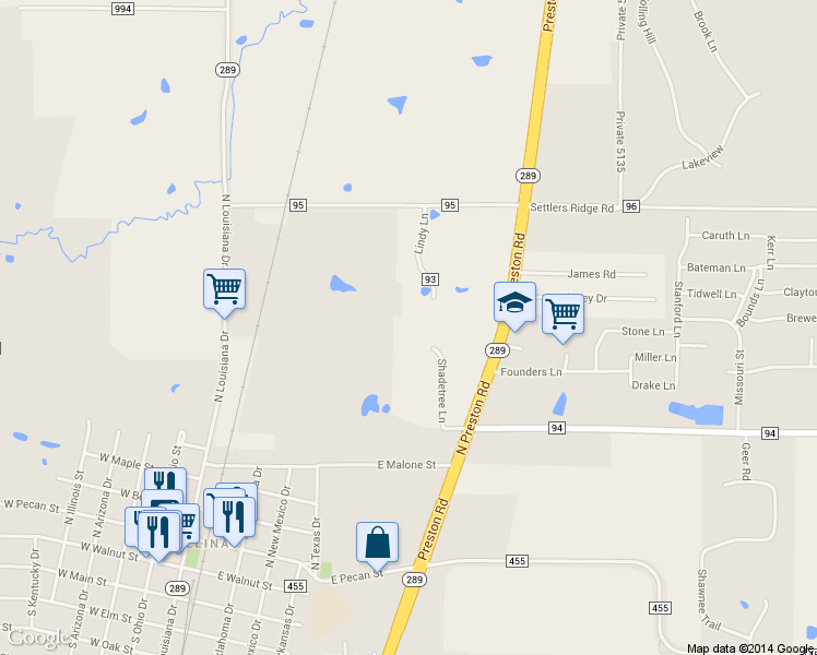 map of restaurants, bars, coffee shops, grocery stores, and more near 7802 Lindy Ln in Celina