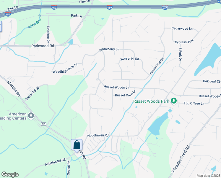 map of restaurants, bars, coffee shops, grocery stores, and more near 1788 Russet Woods Lane in Hoover