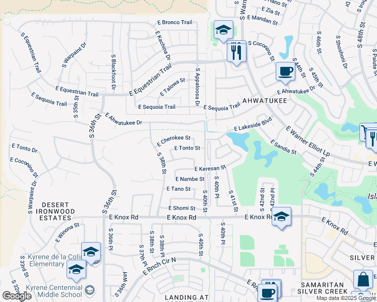 map of restaurants, bars, coffee shops, grocery stores, and more near 3908 East Coconino Street in Phoenix
