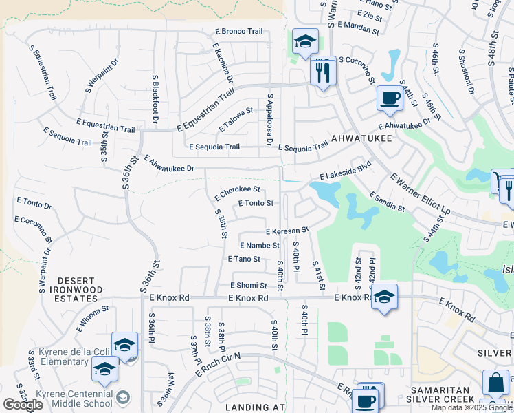 map of restaurants, bars, coffee shops, grocery stores, and more near 3908 East Coconino Street in Phoenix