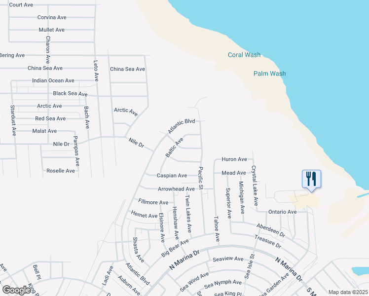 map of restaurants, bars, coffee shops, grocery stores, and more near Salton Sea Avenue in Salton City