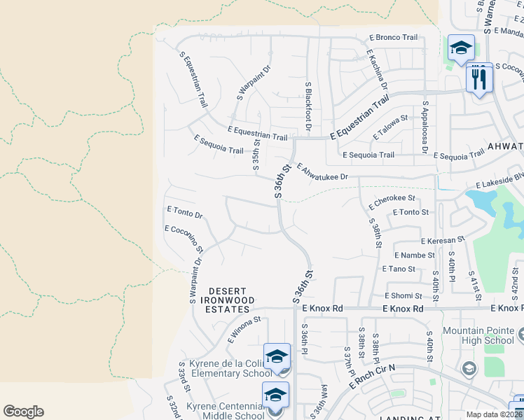map of restaurants, bars, coffee shops, grocery stores, and more near 12634 South 35th Place in Phoenix