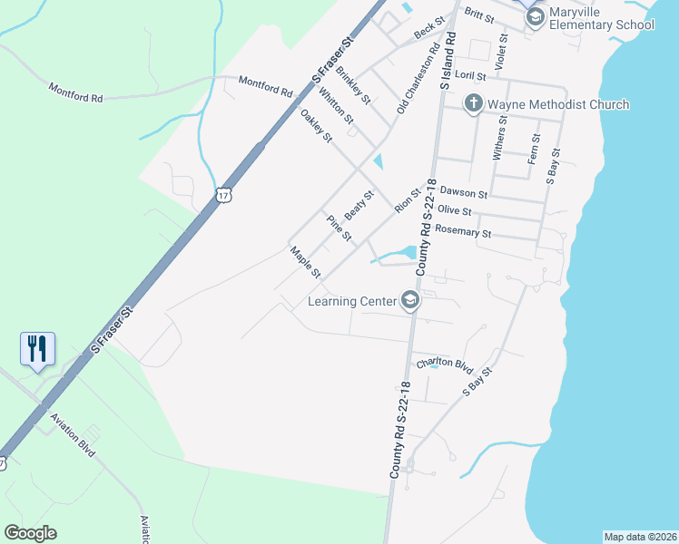 map of restaurants, bars, coffee shops, grocery stores, and more near 2717 Rion Street in Georgetown