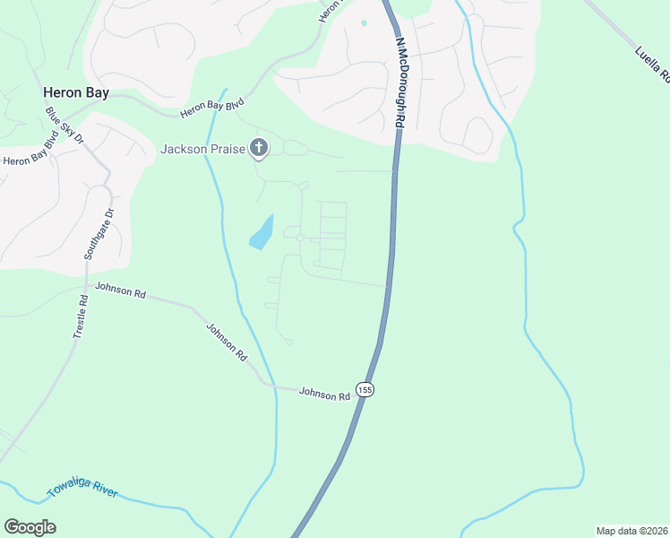map of restaurants, bars, coffee shops, grocery stores, and more near Fincher Road in Locust Grove