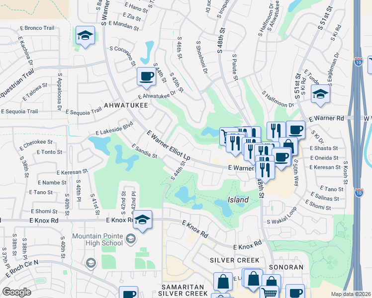 map of restaurants, bars, coffee shops, grocery stores, and more near 4350 East Bannock Street in Phoenix