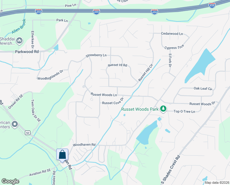 map of restaurants, bars, coffee shops, grocery stores, and more near 170 Russet Cove Drive in Hoover