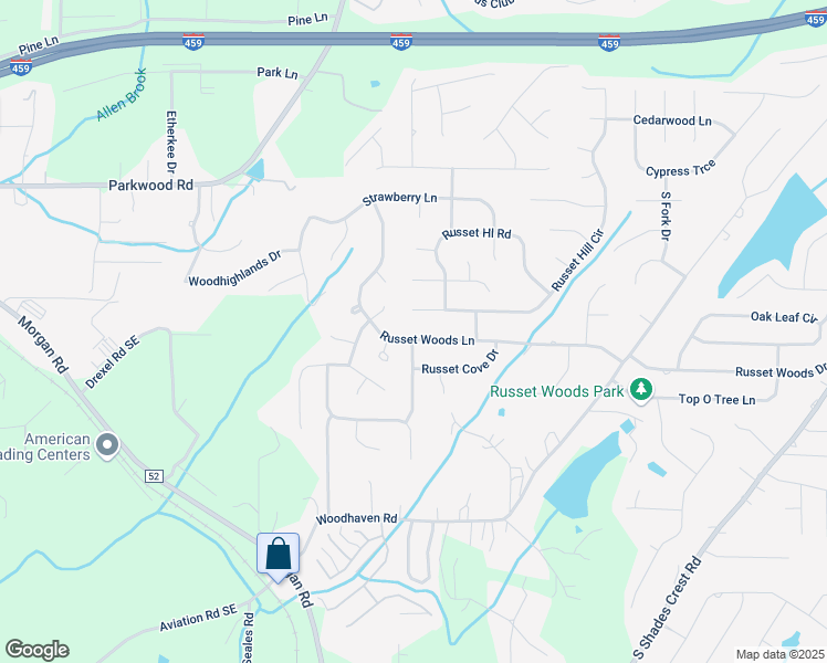 map of restaurants, bars, coffee shops, grocery stores, and more near 1788 Russet Woods Lane in Hoover