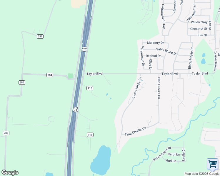 map of restaurants, bars, coffee shops, grocery stores, and more near 173 County Road 915 in Anna