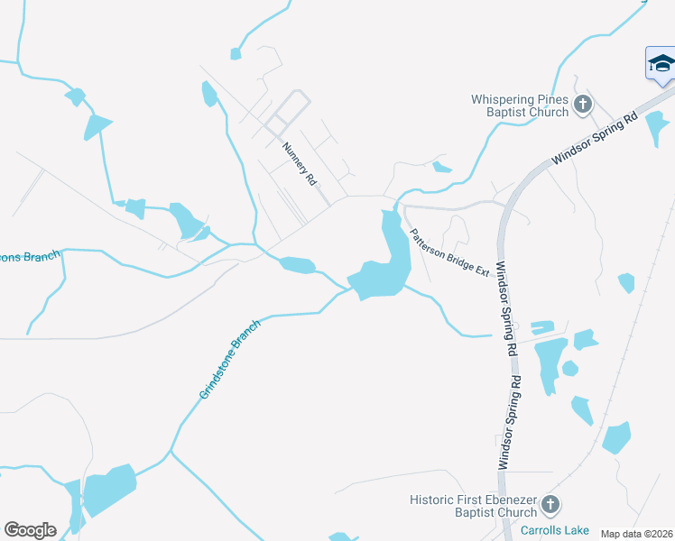 map of restaurants, bars, coffee shops, grocery stores, and more near 2612 Patterson Bridge Road in Hephzibah
