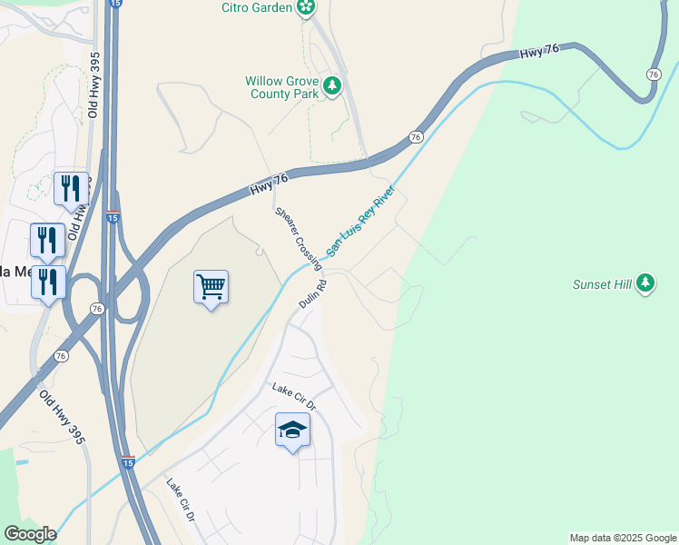 map of restaurants, bars, coffee shops, grocery stores, and more near 3264 Shearer Crossing in Fallbrook