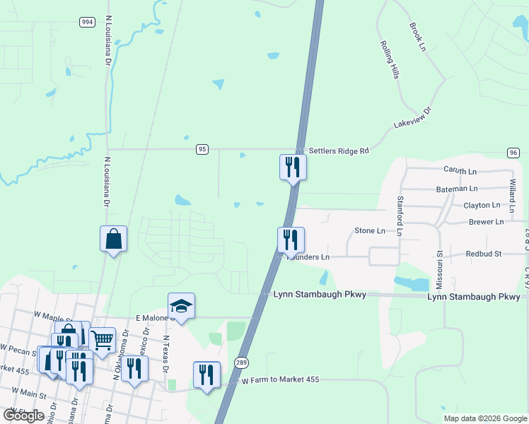 map of restaurants, bars, coffee shops, grocery stores, and more near 944 North Preston Road in Celina