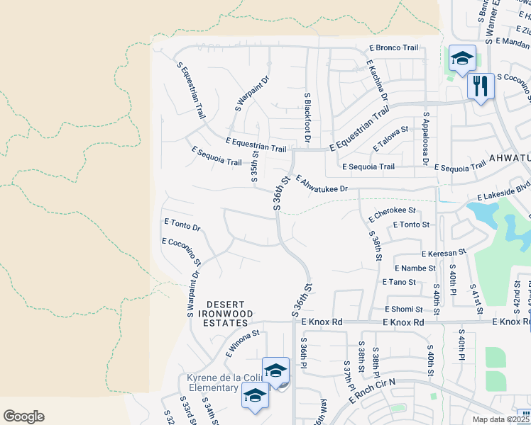 map of restaurants, bars, coffee shops, grocery stores, and more near 3527 East Suncrest Court in Phoenix