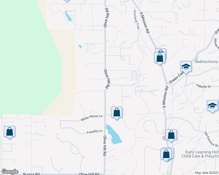 map of restaurants, bars, coffee shops, grocery stores, and more near 3270 Olive Hill Road in Fallbrook