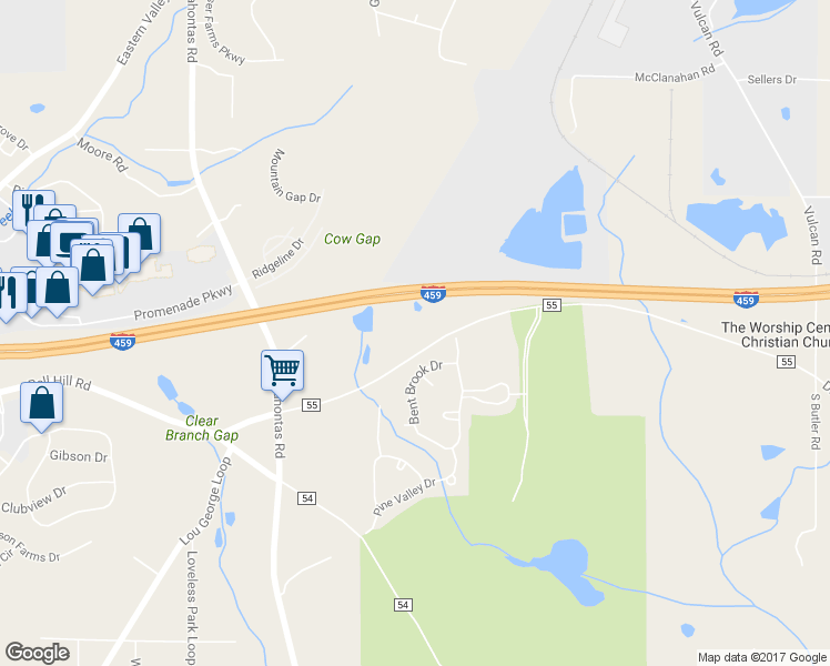 map of restaurants, bars, coffee shops, grocery stores, and more near 7991 Dickey Springs Road in Bessemer