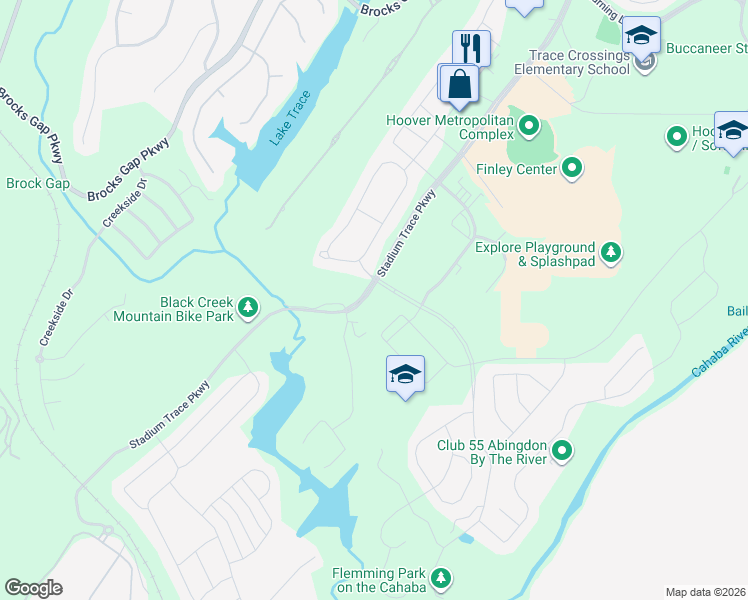 map of restaurants, bars, coffee shops, grocery stores, and more near 5531 Stadium Trace Parkway in Birmingham