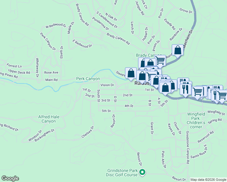 map of restaurants, bars, coffee shops, grocery stores, and more near 403 1st Street in Ruidoso