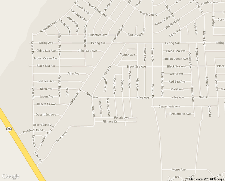 map of restaurants, bars, coffee shops, grocery stores, and more near 2813 Coronet Avenue in Thermal