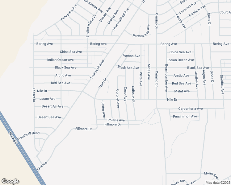 map of restaurants, bars, coffee shops, grocery stores, and more near 2813 Coronet Avenue in Thermal