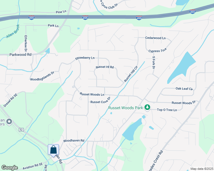map of restaurants, bars, coffee shops, grocery stores, and more near 1823 Russet Hill Circle in Hoover