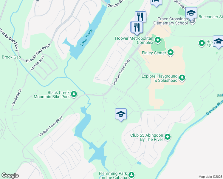 map of restaurants, bars, coffee shops, grocery stores, and more near 5531 Stadium Trace Parkway in Birmingham