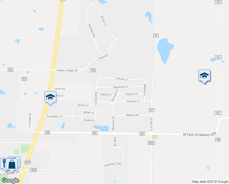 map of restaurants, bars, coffee shops, grocery stores, and more near 1404 Bounds Lane in Celina