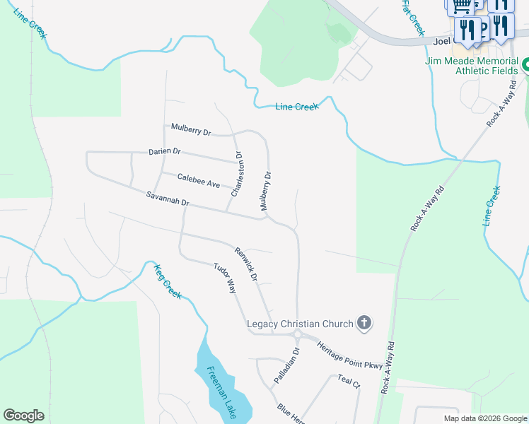 map of restaurants, bars, coffee shops, grocery stores, and more near 165 Mulberry Dr in Senoia