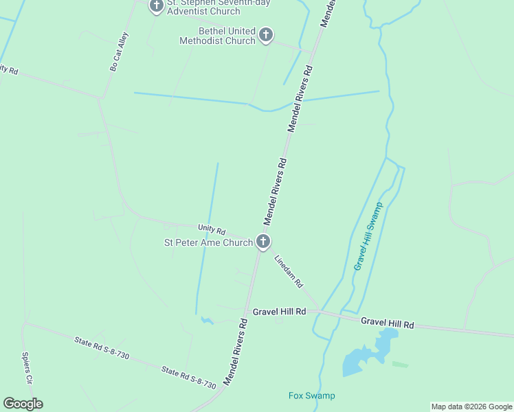 map of restaurants, bars, coffee shops, grocery stores, and more near 1338 Mendel Rivers Road in Saint Stephen