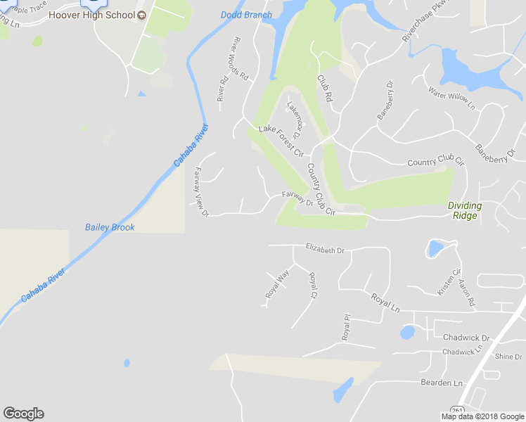 map of restaurants, bars, coffee shops, grocery stores, and more near 1529 Fairway Drive in Hoover