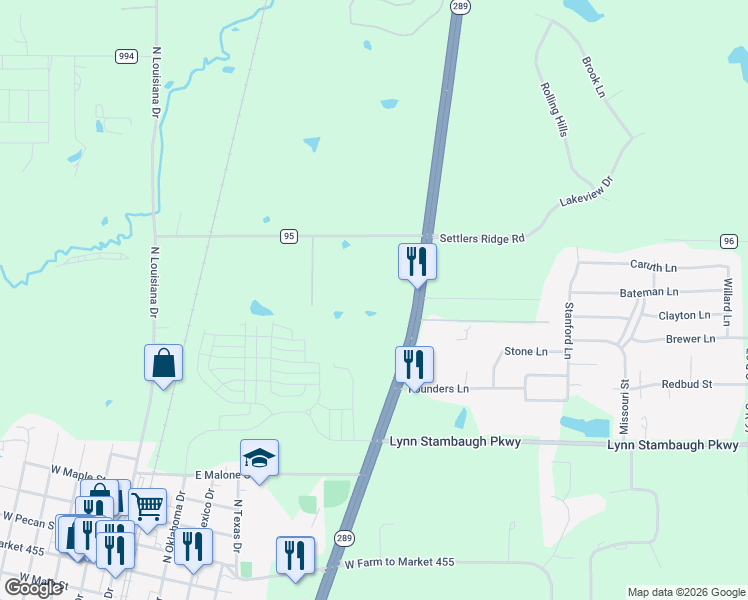 map of restaurants, bars, coffee shops, grocery stores, and more near 944 North Preston Road in Celina