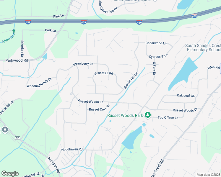 map of restaurants, bars, coffee shops, grocery stores, and more near 1823 Russet Hill Circle in Hoover