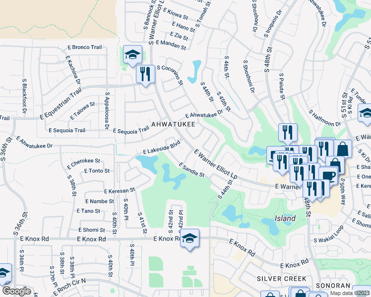 map of restaurants, bars, coffee shops, grocery stores, and more near 12622 South Nambe Street in Phoenix