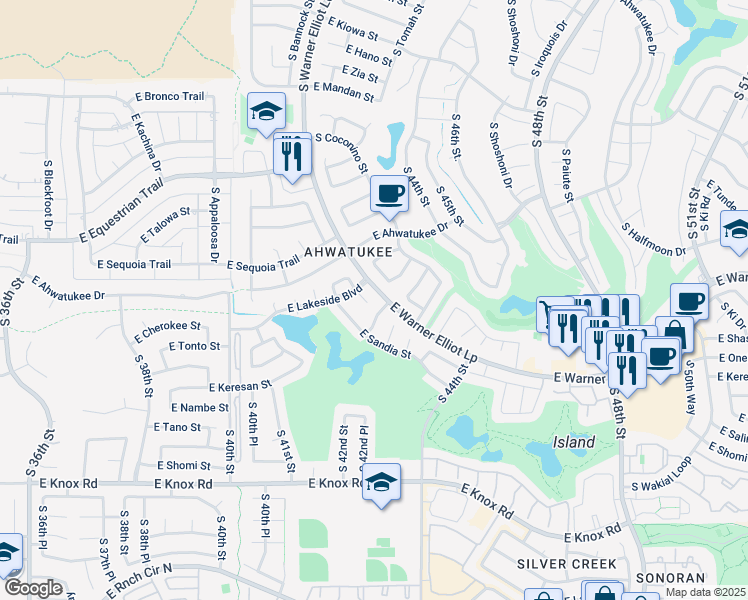 map of restaurants, bars, coffee shops, grocery stores, and more near 12622 South Nambe Street in Phoenix