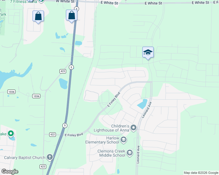 map of restaurants, bars, coffee shops, grocery stores, and more near 408 Cowboy Way in Anna
