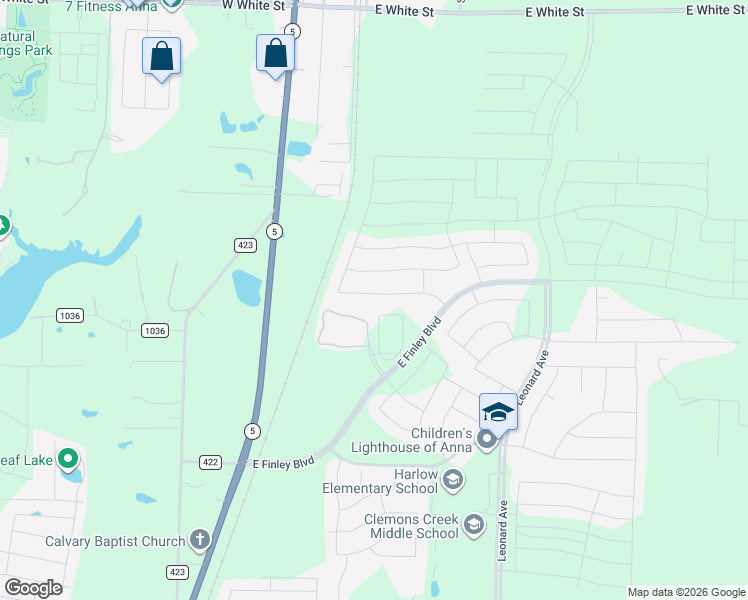 map of restaurants, bars, coffee shops, grocery stores, and more near 2020 Florence Way in Anna