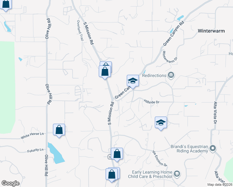map of restaurants, bars, coffee shops, grocery stores, and more near 3263 Green Canyon Road in Fallbrook