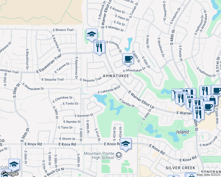 map of restaurants, bars, coffee shops, grocery stores, and more near 4209 East Sandia Street in Phoenix