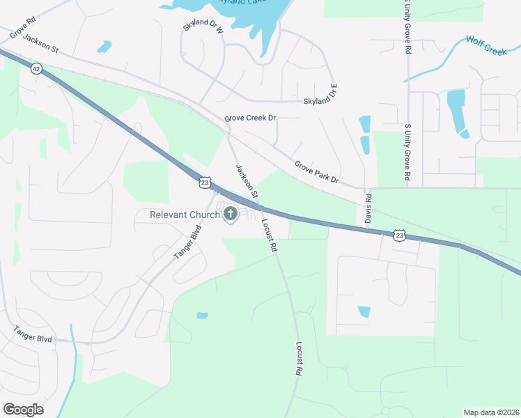 map of restaurants, bars, coffee shops, grocery stores, and more near 4787 Georgia 42 in Locust Grove