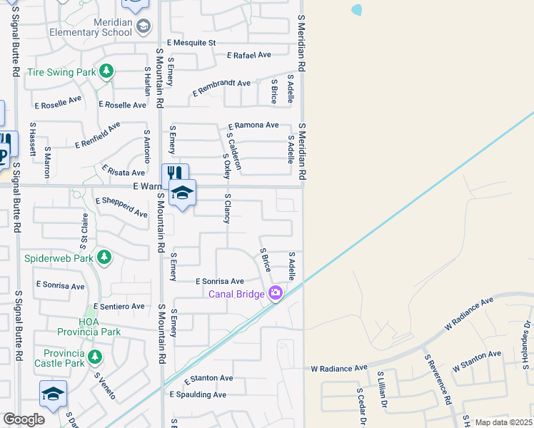 map of restaurants, bars, coffee shops, grocery stores, and more near 11449 East Shepperd Avenue in Mesa