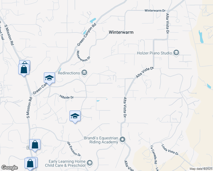 map of restaurants, bars, coffee shops, grocery stores, and more near 1657 Norstar Lane in Fallbrook