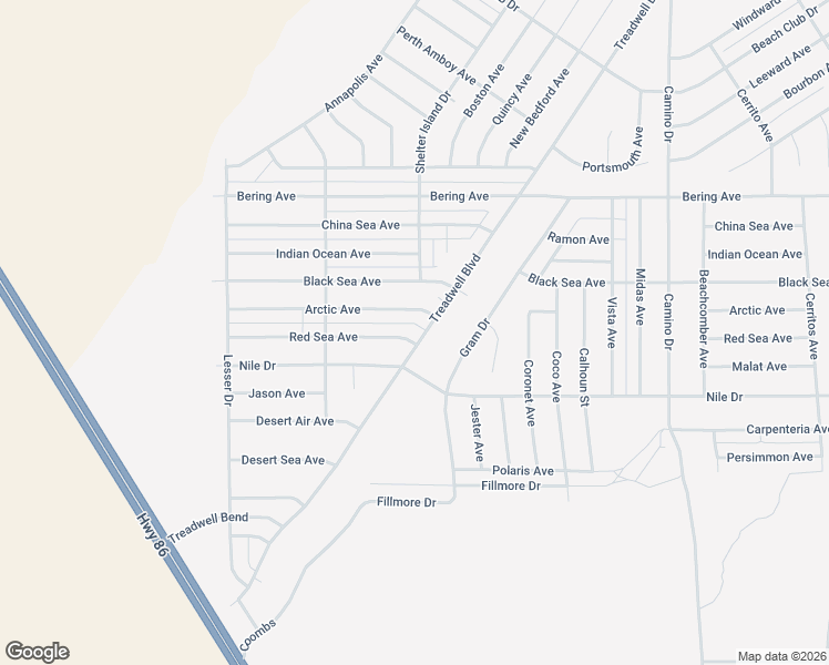 map of restaurants, bars, coffee shops, grocery stores, and more near 1510 Red Sea Avenue in Thermal