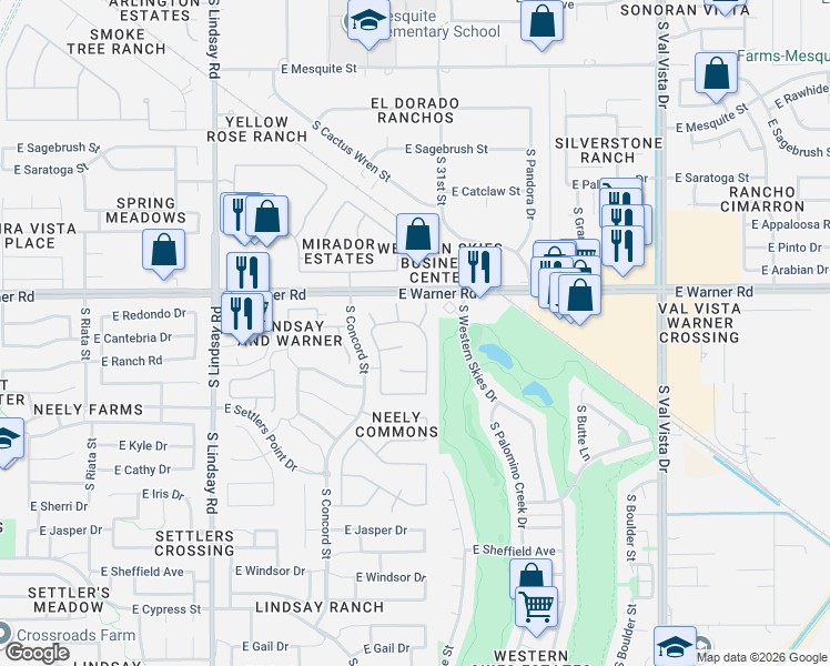 map of restaurants, bars, coffee shops, grocery stores, and more near 866 S Nielson St in Gilbert