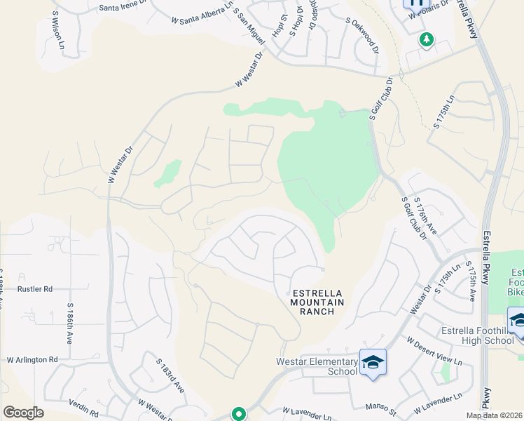 map of restaurants, bars, coffee shops, grocery stores, and more near 18076 West Narramore Road in Goodyear