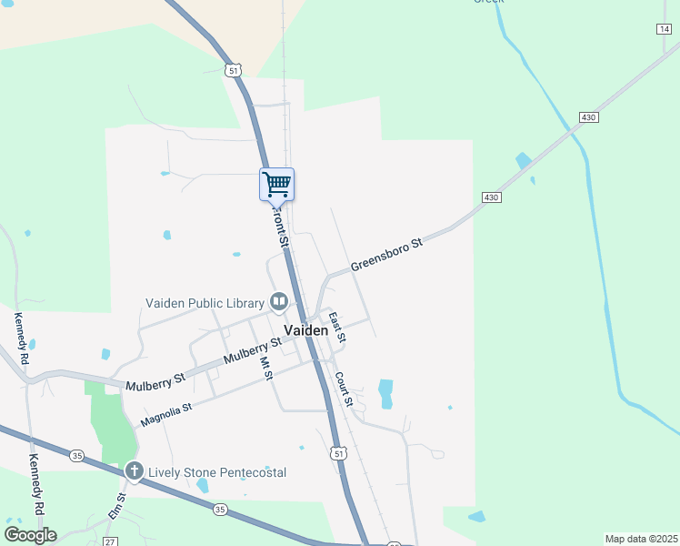 map of restaurants, bars, coffee shops, grocery stores, and more near 300 Greensboro Street in Vaiden