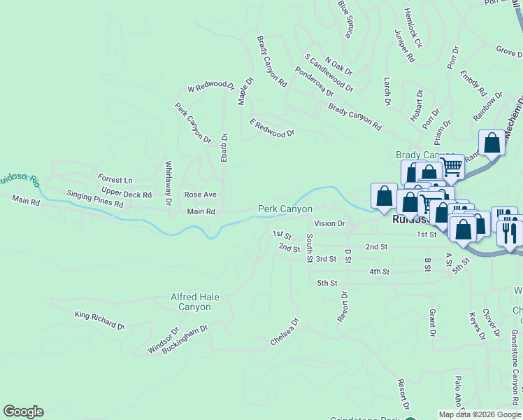 map of restaurants, bars, coffee shops, grocery stores, and more near 304 Main Road in Ruidoso