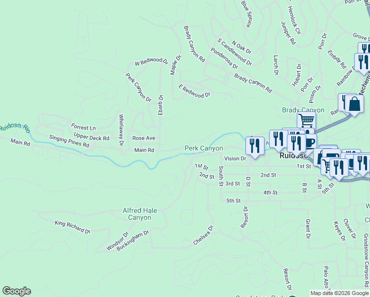 map of restaurants, bars, coffee shops, grocery stores, and more near 310-398 Main Road in Ruidoso