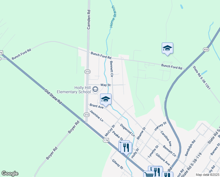 map of restaurants, bars, coffee shops, grocery stores, and more near 142 Way St in Holly Hill
