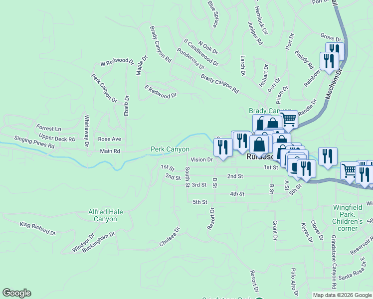 map of restaurants, bars, coffee shops, grocery stores, and more near 114 Main Road in Ruidoso