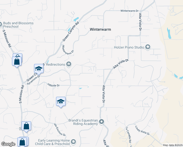 map of restaurants, bars, coffee shops, grocery stores, and more near 1697 Norstar Lane in Fallbrook