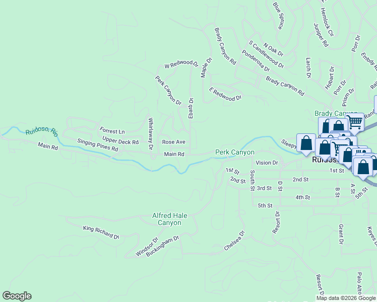 map of restaurants, bars, coffee shops, grocery stores, and more near 101 Metate Avenue in Ruidoso